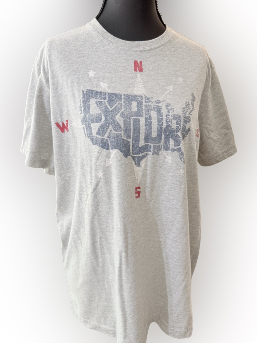 State of Mine Explore USA Graphic Tee -‎ Light Gray Size Medium Patriotic